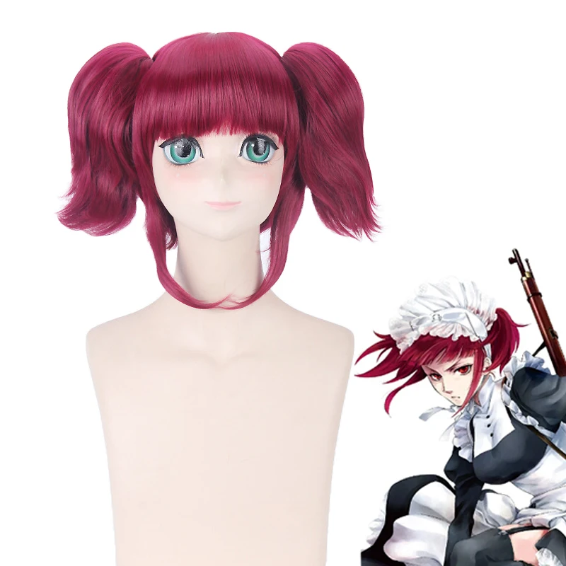 Anime Black Butler Merlin Red Two Ponytails Short Wig Cosplay