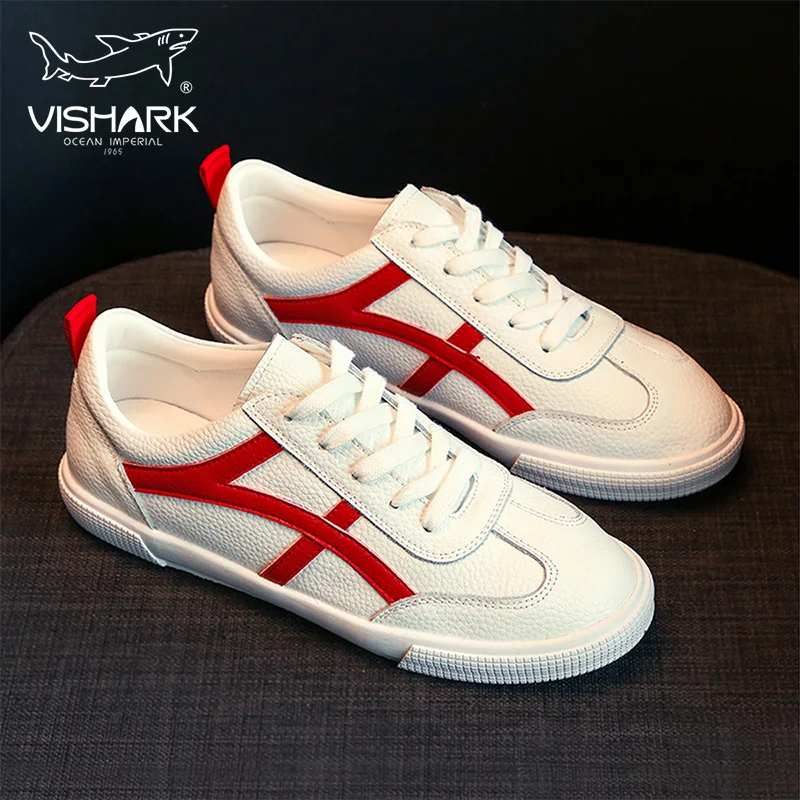 

Vishark Women's Genuine Leather Flat Low Heel Shoes Sports Causal Non Slip Sole Fashion Lack up Sneakers for Girl S01047