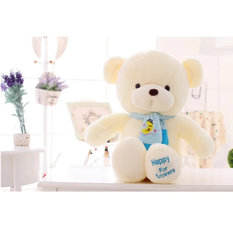 Высокое качество 30 см розовый синий плюшевый медведь с шарфом мягкие животные медведь плюшевые игрушки плюшевый медведь кукла для влюбленных подарок на день рождения ребенка - Цвет: blue