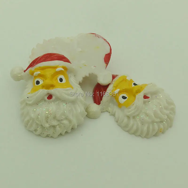 1pcs/lot resin flat back glitter Christmas father 31mm Cabochons Hair Bow Center DIY Christmas decration C111-3