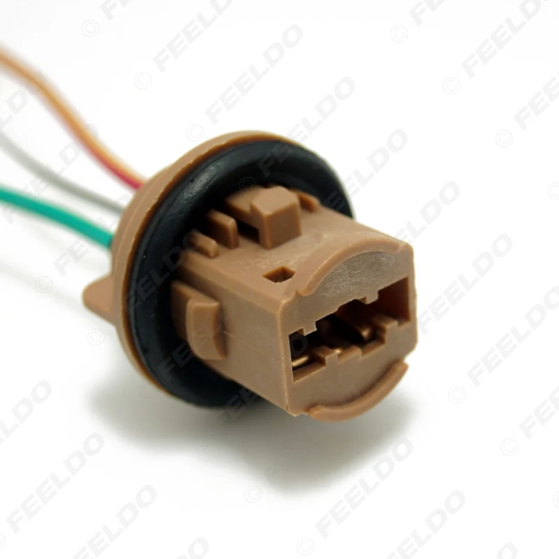 FEELDO 10 шт./набор, Автомобильный светодиодный rgb led лампочки 7443/7444/1891 женский и мужской разъем с 3-жильный удлиненный провод разъема# MX5958