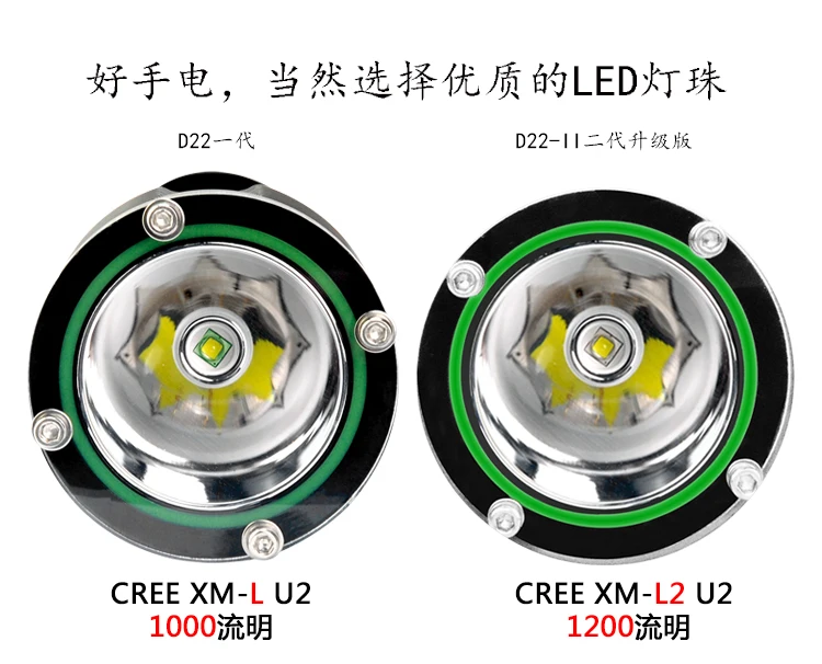 Lanterna por 26650 Novo Archon Cree u2 Led Max 1200 Lumens 100m Mergulho Subaquático Bateria 2022 D22-ii 5 High Quality Luzes e Iluminação