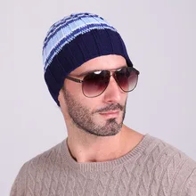 Vertical striped stripes men and women wool hat warm sets of head hat knitted hat outdoor skiing autumn and winter hat