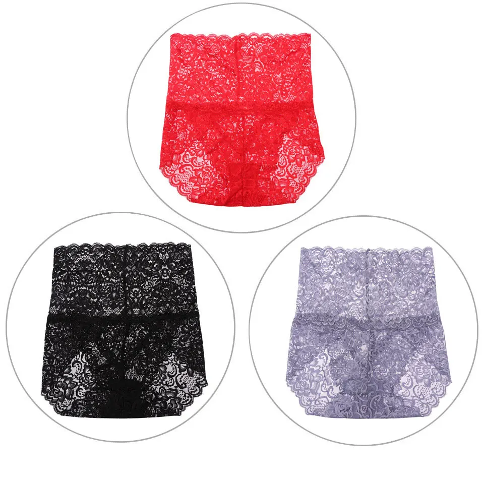 3 шт./лот, женские трусики, кружевное нижнее белье, высокая талия ...