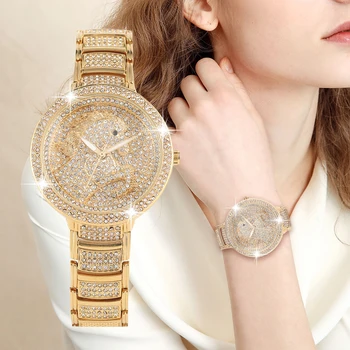 

Women's Quartz Analog Watch Diamond-encrusted Horse Pattern Watch Elegant Luminous Pointer Quartz Analog Wristwatch Reloj Mujer
