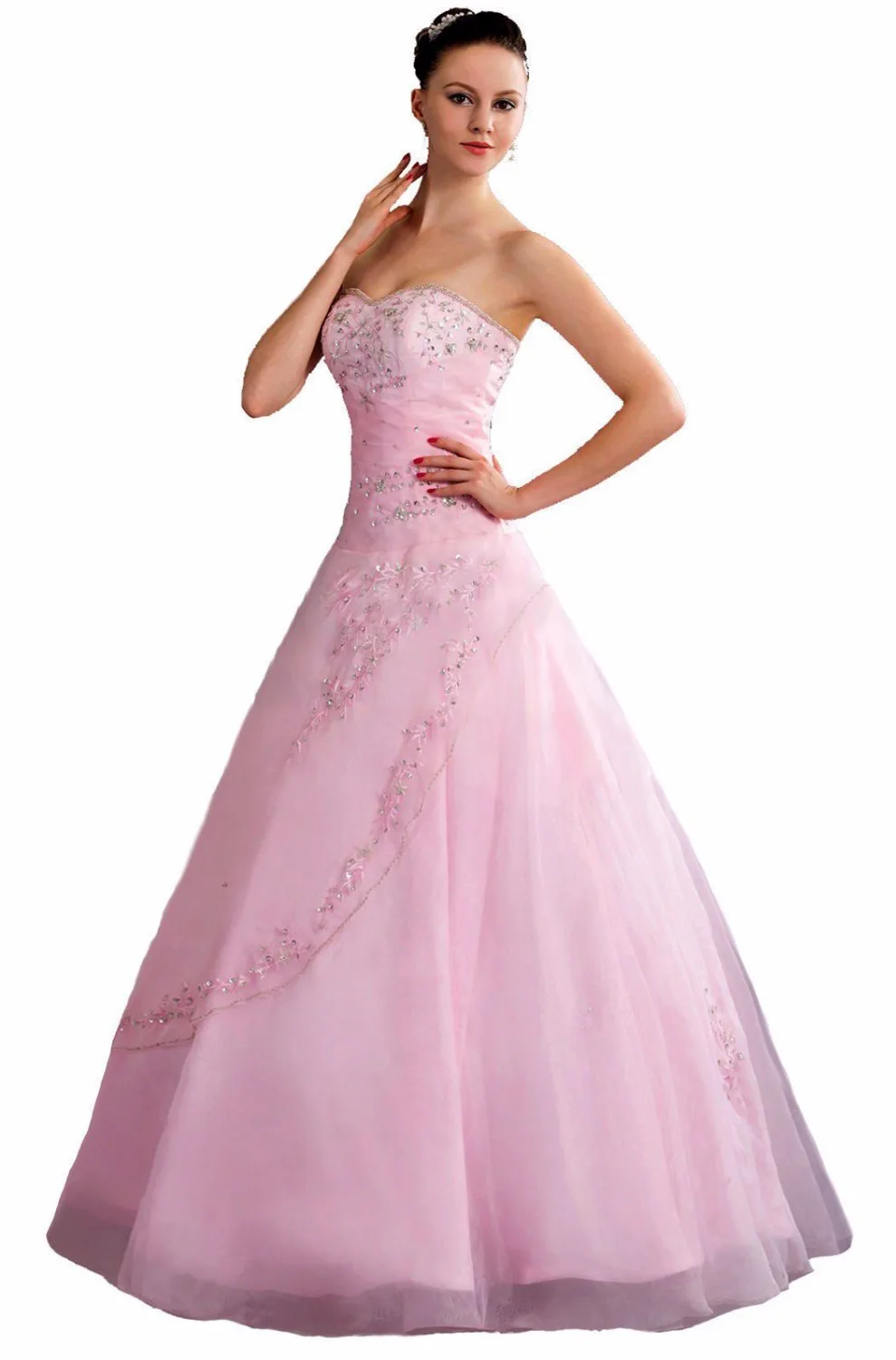 

In Stock New Stunning Crystals Beaded Sweetheart Organza Cheap Sky Blue Quinceanera Dresses Size 2-4-6-8-10-12-14-16