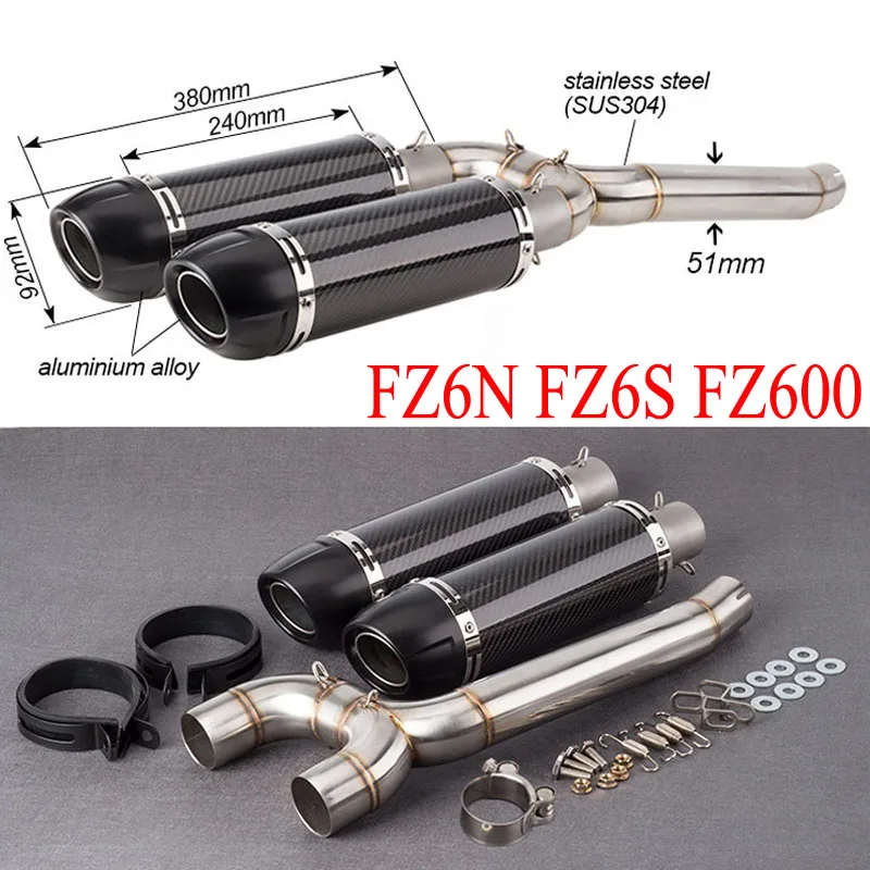 

FZ6N FZ6S FZ600 Motorcycle Exhaust Pipe Muffler Connecter Middle Pipe Escape Modified Full Systems For Yamaha FZ6N FZ6S FZ600