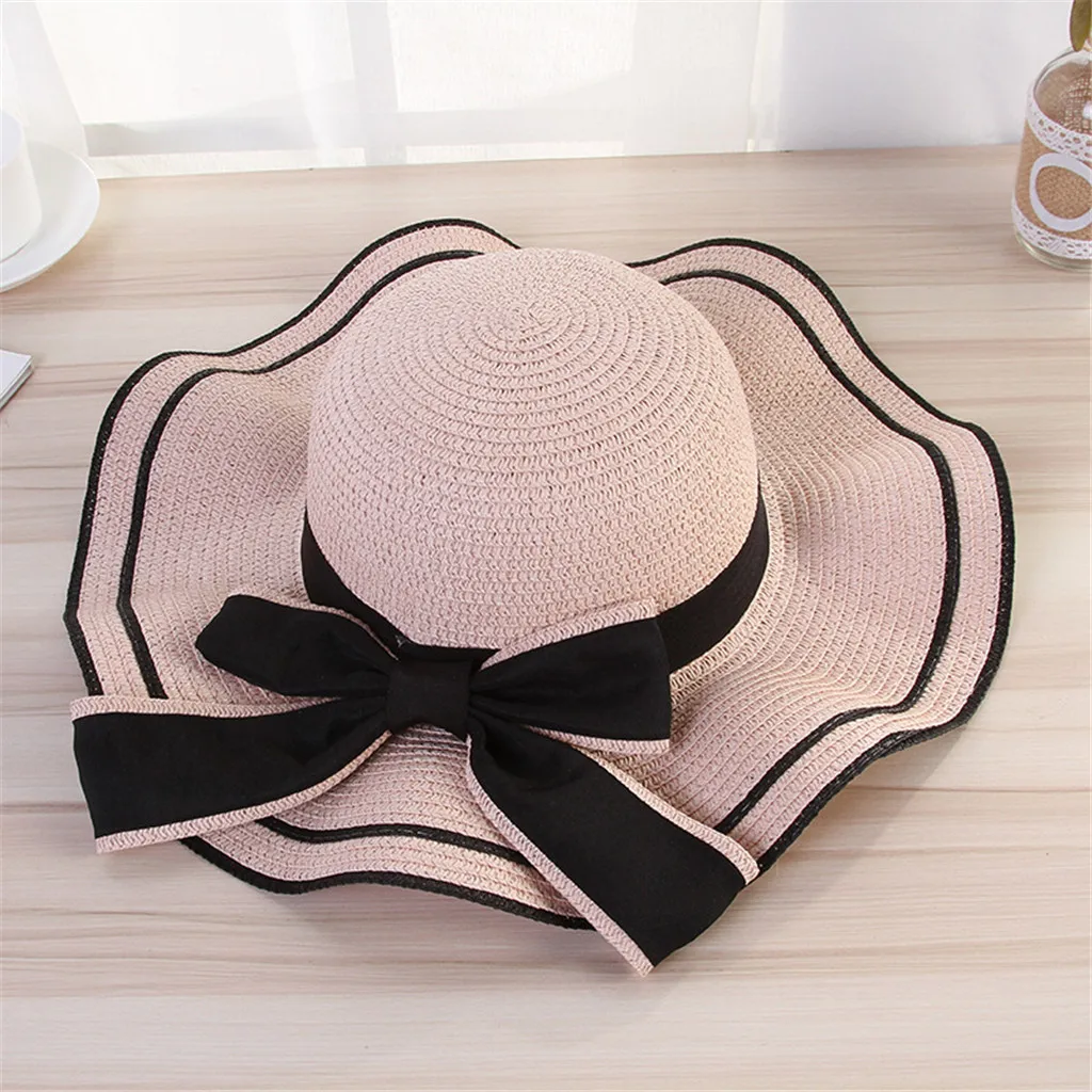 Women Beach Straw Hat Jazz Sunshade Panama Trilby Fedora Hat Gangster Cap Sun Modis Cap For Women Chapeau Femme Ete Sombrero BL