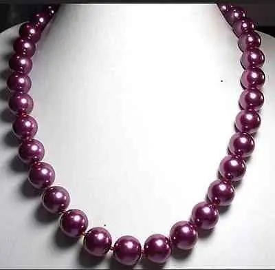 

Beautiful 12mm Rose Red Sea Shell Pearl Necklace 18'' AAA style Fine Noble real Natural fast shipping