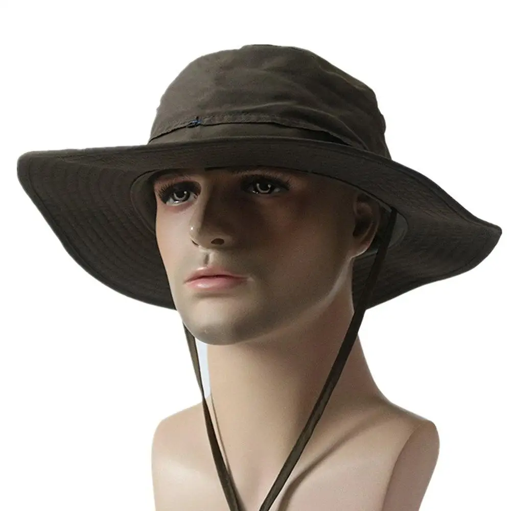 Army Green Мужская и Женская легкая быстросохнущая Солнцезащитная шляпа с широкими полями UPF50+ шляпа для рыбалки - Цвет: Army Green