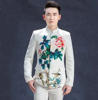 

men suits designs masculino homme terno stage costumes for singers men printing blazer dance long sleeve man clothes jacket