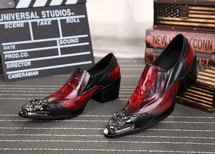Zapatos Tendencia Los Hombres Carrera Señaló Diseño Alta Casual Mostrar Dedos Red De Boda Lujo Retro Talones Trabajo Rojo Pies Fiesta D qvztwTw