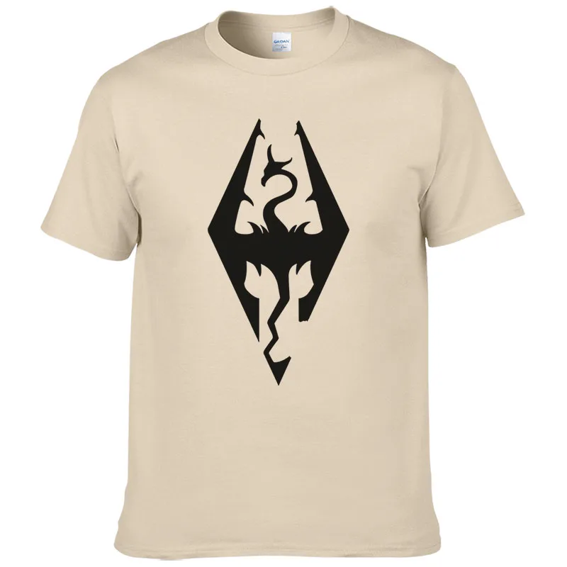 THE ELDER SCROLLS с принтом логотипа SKYRIM футболка Для мужчин топы лето Рубашка короткими