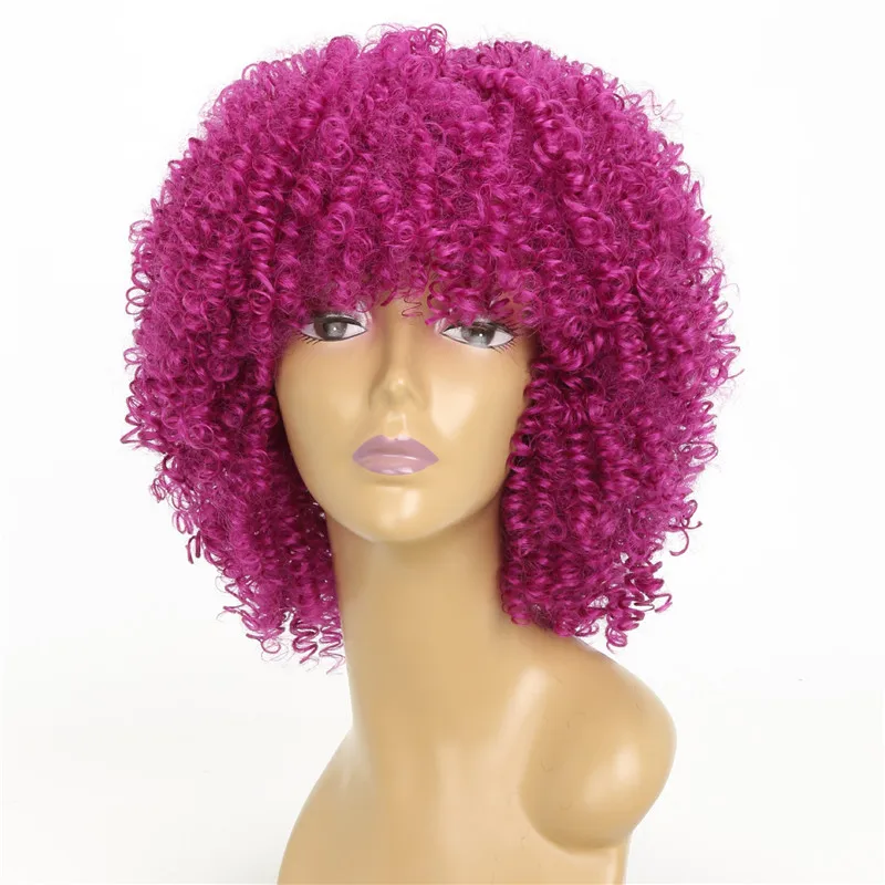 Feibin кудрявые афро парики для черных женщин натуральные черные африканские синтетические парики высокотемпературное волокно 14 дюймов - Цвет: Красно-коричневый цвет