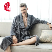 Flannel Robe Men Winter Long Thick Bathrobe Male Full Sleeves Coral Fleece Warm Bath Robe Man Kimono Sleep Japanese M L XL Gown