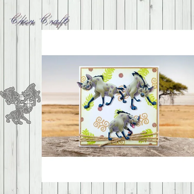 

Three fierce hyenas Metal Cutting Dies New 2019 for Card Making Scrapbooking DIY Album Embossing Paper Craft Dies