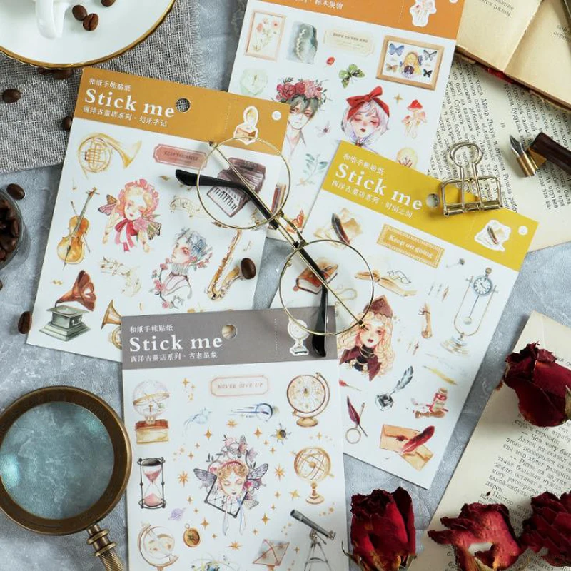 

1 Pcs Kawaii European Antiques Patterns Paper Stickers Decoration Scrapbooking DIY Office Stationery Label Stickers