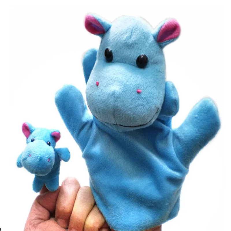 2PCS/lot 25cm Farm Zoo Animal big hand Puppets+small 7cm Finger Puppets