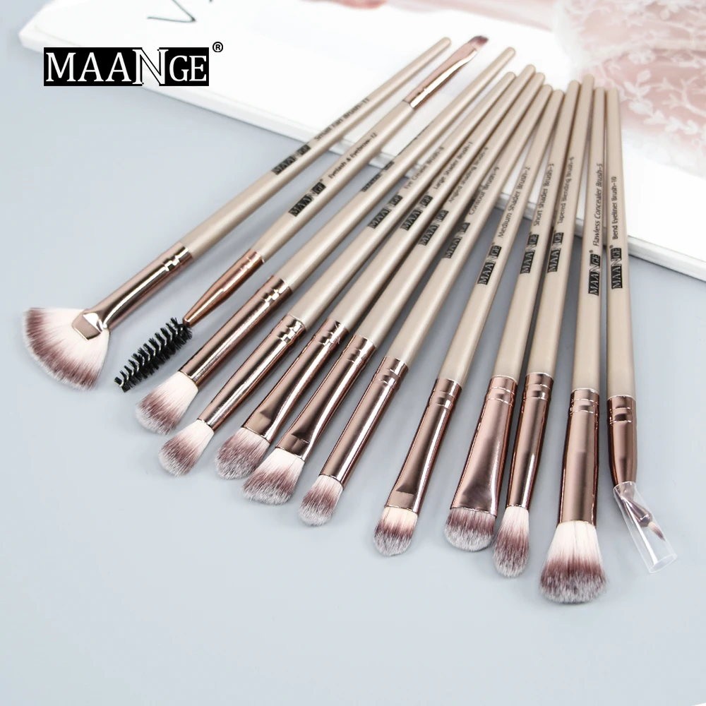 

2019 Pro Makeup Brushes Set 12 pcs/lot Eye Shadow Blending Eyebrow Eyelash Eyeliner Brushes pincel Maquiagem For Makeup