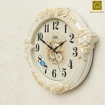 

Europe Style Retro Wall Clock Pastoral Creative Living Room Wall Large Decorative Clocks Vintage Wanduhr Wall Watch Home WKP027
