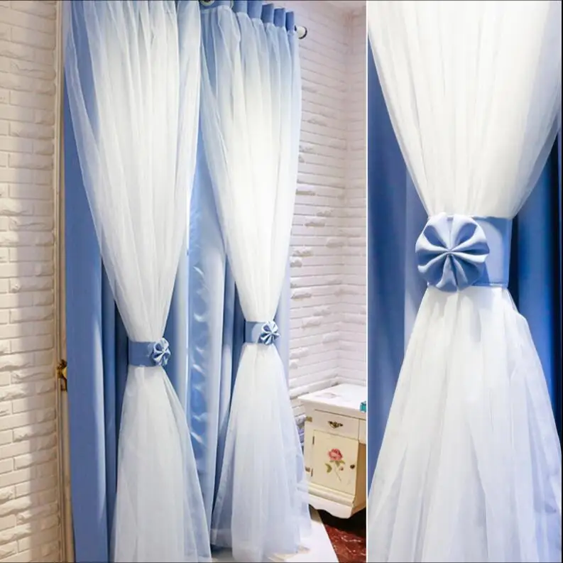 

Nordic Ins Modern Tulle+Black Out Double Curtains Priceness house High Black Out Blinds Window Curtains For Livingroom