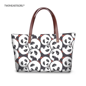 

Twoheartsgirl Cute 3d Animal Panda Print Tote Bag Casual Neoprene Handbag for Women Kawaii Ladies Beach Crossbody Bags Large
