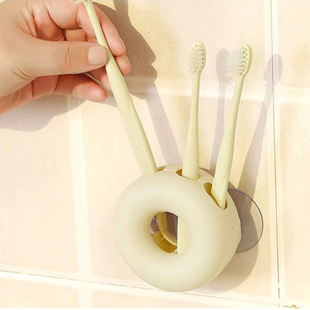 

Wall Sucker 4 Holes Doughnut Toothbrush Rack Holder Plastic Home Bathroom Organizer Tools