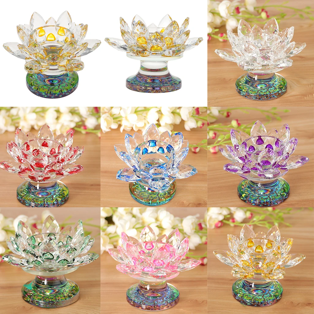 Tealight Candle Lotus Candle Holder Feng Shui Stand Candlesticks Crystal Glass Wedding Centerpieces