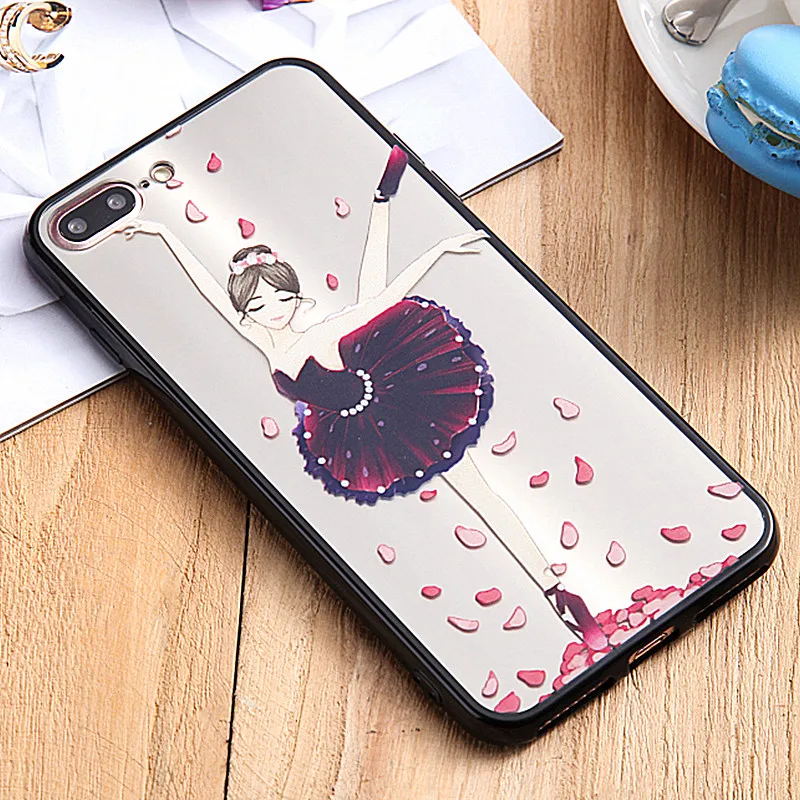 Fashion Girl Case for iPhone 8 Plus Hard Acrylic Brushed Mirror 6S