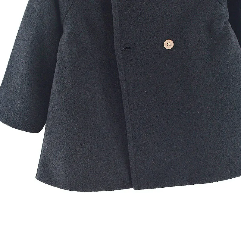 Пальто для маленьких девочек; зимнее пальто с круглым вырезом и пуговицами для девочек; Верхняя одежда с длинными рукавами; 2-6Y