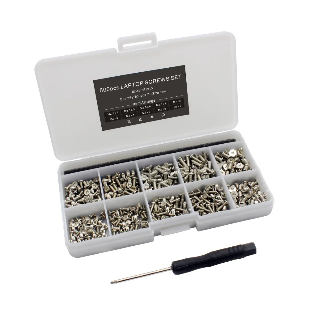 

500pcs Laptop Notebook Screws Set For HP Dell Lenovo SAMSUNG ASUS Acer Laptop Silver