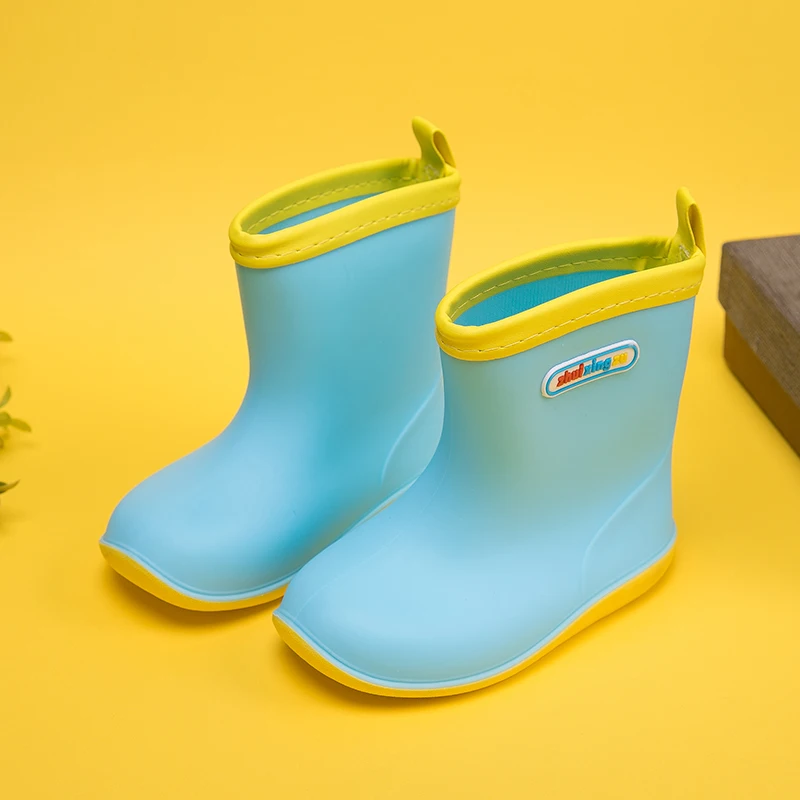 Gamlon/детские непромокаемые сапоги; Новинка года; детские ботинки для мальчиков; нескользящая детская бархатная водонепроницаемая обувь для маленьких девочек 1-7 лет - Цвет: Небесно-голубой