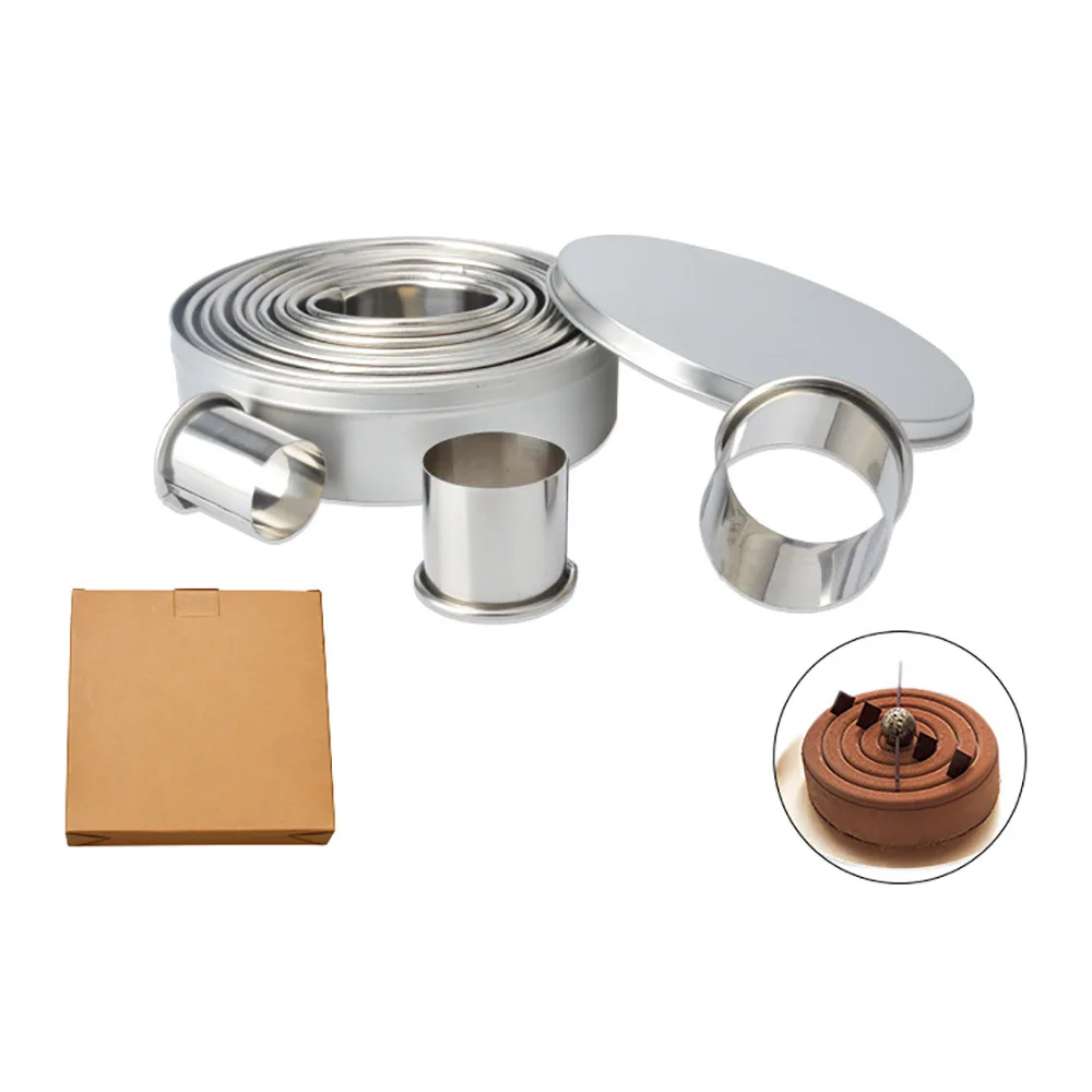 

GODWJ Stainless Steel Mousse Ring 12pcs Set Round Cake Mold Donut Cookie Fondant Mold Baking Cake Decorating Mold Tools