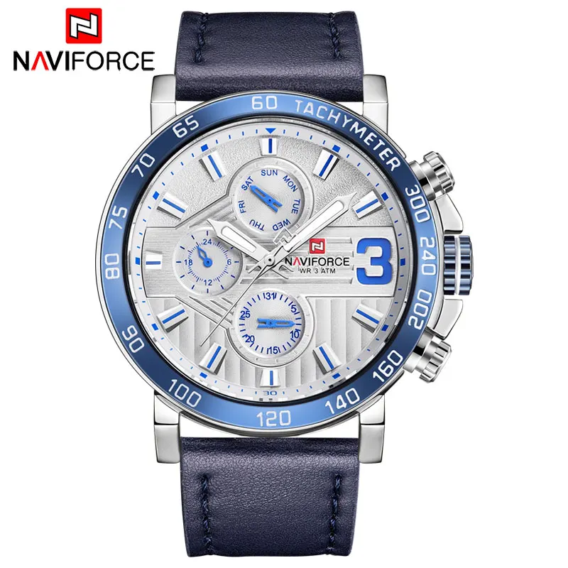 Naviforce 2018 новые модные мужские часы Militray Спортивные кварцевые с кожаным ремешком