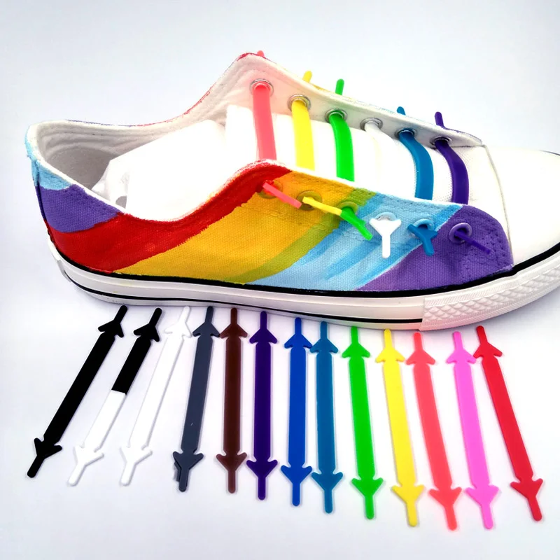 Новый 1 компл. 12 шт. новые творческие Гибкая световой творческий Силиконовые шнурки нет-завязывать шнурки модные эластичные кроссовки