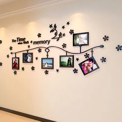 

Flower Vine Frame 3d acrylic crystal three-dimensional wall stickers Living room bedroom photo wall Home Decoration