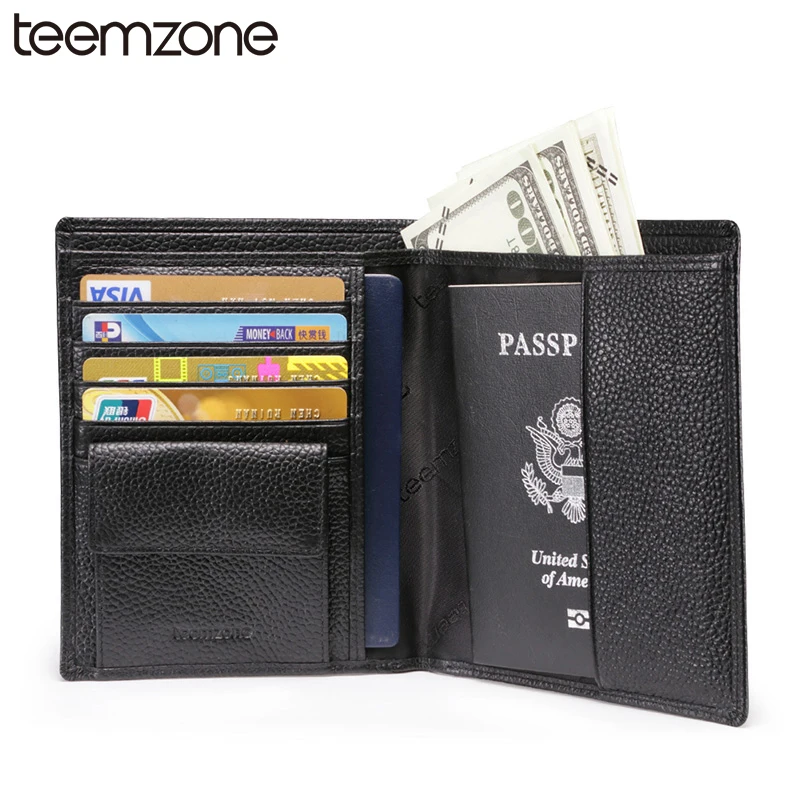 Teemzone New Business Men's Genuine Leather Passport Bifold Wallet ...