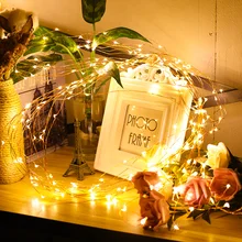 Светодиодный Сказочный светильник 2-10 м гирлянда CR2032 AA на батарейках медный провод водонепроницаемый для наружного Рождественского украшения