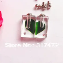 100 шт./лот Зеленое Сердце Горный Хрусталь Райс Искусство Колба Подвеска DIY Стекла Кулон Винт Csp