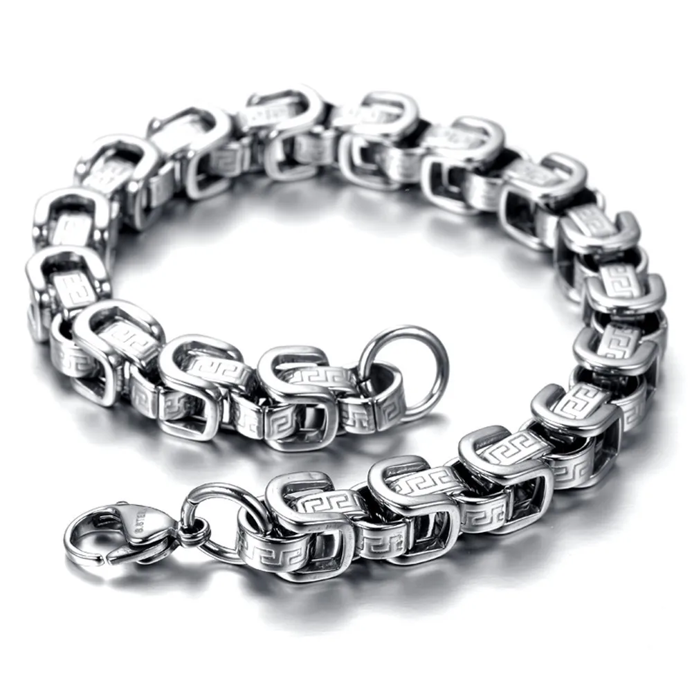 Stainless Steel Mens Bracelet, Silver Color, Heavy, 8.9" KB14101in