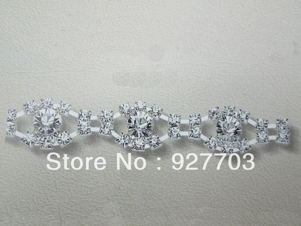 

(CM245)1yds Affordable Stunning Rhinestone Crystal Silver Applique Chain Bridal Trim