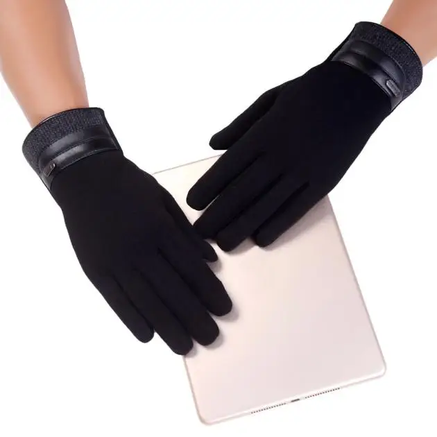 Зимние осенние мужские вязаные перчатки с сенсорным экраном мужские утепленные шерстяные кашемировые однотонные перчатки мужские варежки высокого качества