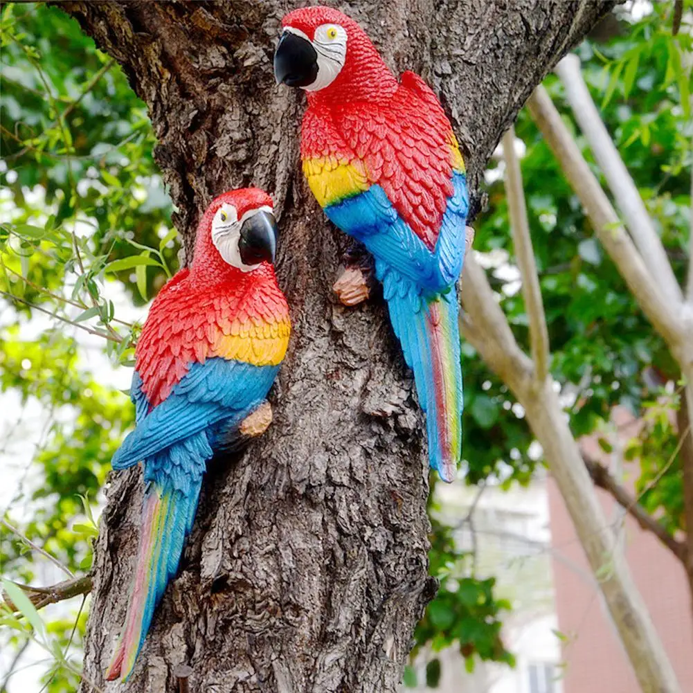 

Lifelike Resin Parrot Miniature Tree Hanging Wall Decoration Craft Statue Model Garden Lawn Sculpture Outdoor Yard Decoration 4