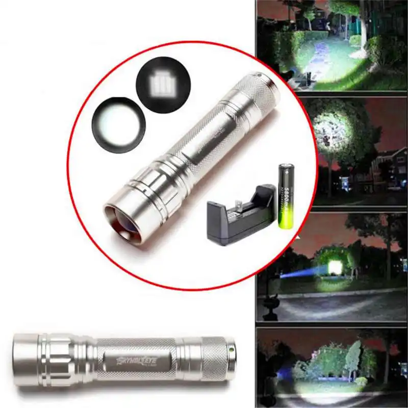 3000 LM 3 Modes XML T6 LED Focus Lamp Waterproof Flashlight+Charger+18650 powerful led flashlight torch flashlight t6 #4S3 (9)