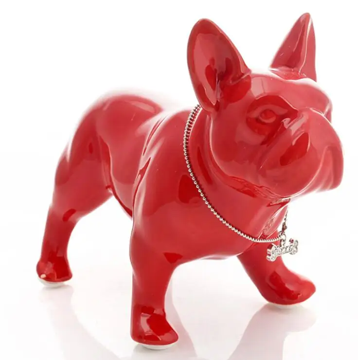 cute ceramic French Bulldog dog statue home decor crafts room