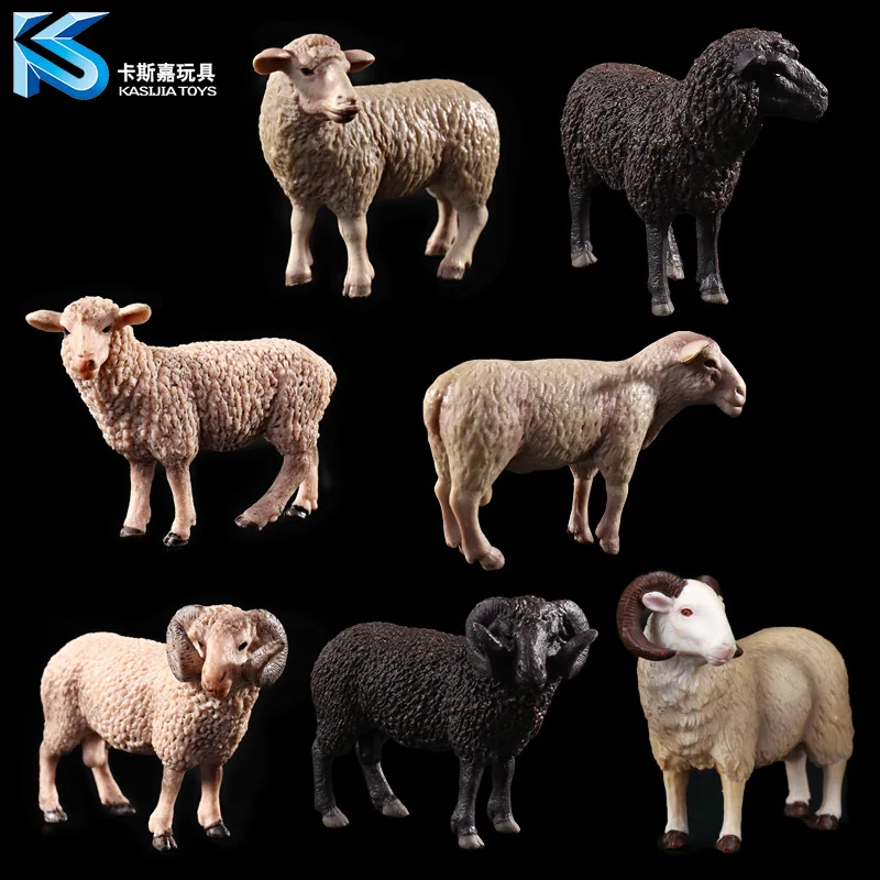 Animals Hobby Collections Lifelike Plush Toys Goat Sheep Figurines Ornaments 