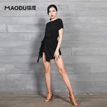 Сексуальное платье с коротким рукавом, сексуальное, современное, для латинских танцев, цельное платье для женщин, женские бальные костюмы, Фламенго, одежда MD9100