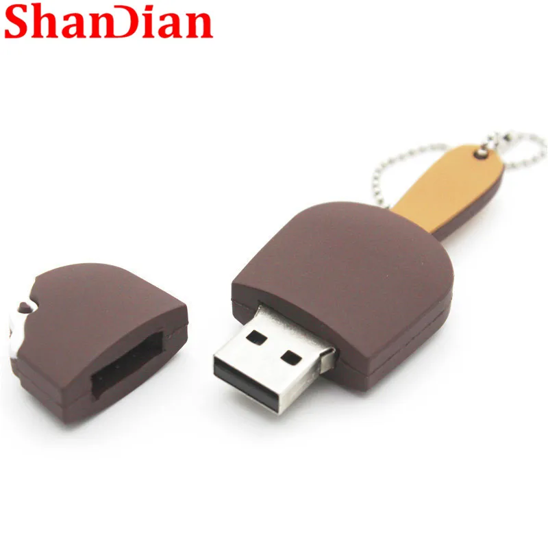 SHANDIAN мультфильм Мороженое Флешка usb флэш-диск 4 ГБ 8 ГБ 16 ГБ 32 ГБ 64GGB USB 2,0 карта памяти U диск подарок с цепочкой