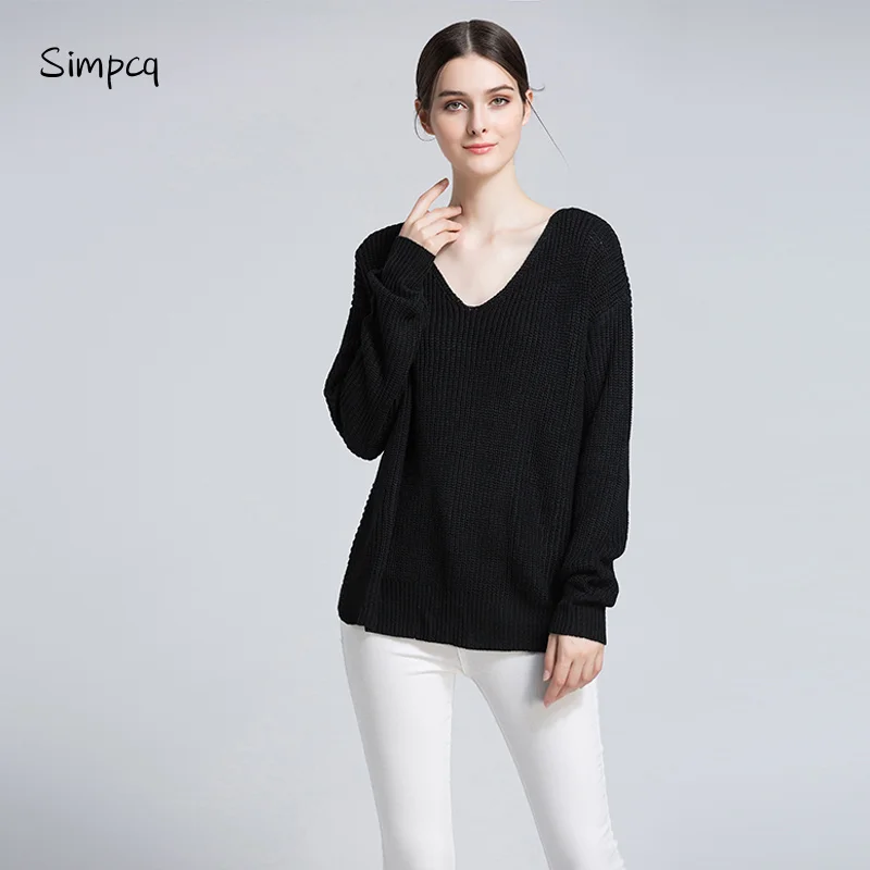 

Pull Poncho Women Sweater Simpcq V-neck Knitted Woman Sweaters Solid High Quality Autumn Female Classic Clothes Warm Hot M0719