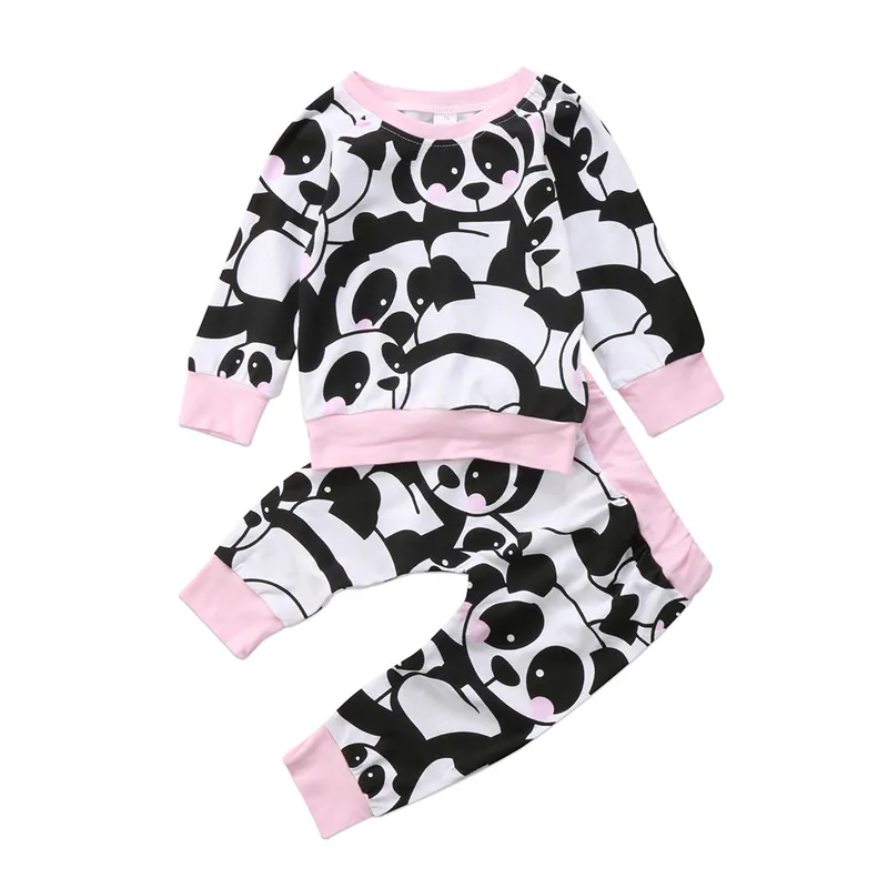 

Baby Girls Panda Print Clothing Set Fall Warm Newborn Babys Girl Long Sleeve Tops+Pants New Year Costumes Baby Girls Clothes Set
